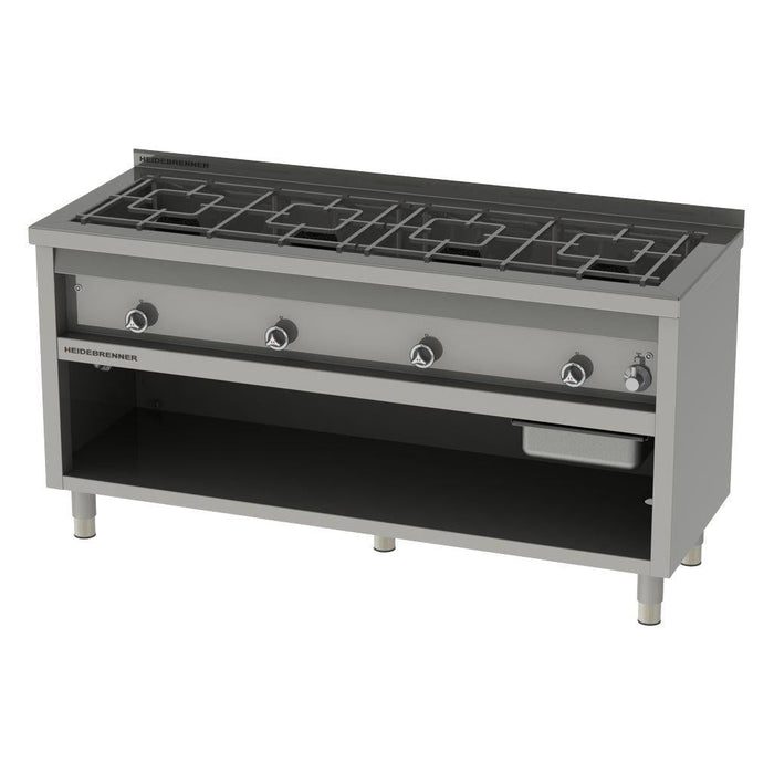 Heidebrenner - Heidebrenner Gas Range MONTANA - 34,8 kW, 600 mm - Edelstahl, 2 Doppelschieberoste, Wasserbefüllung - GastroDeals