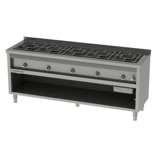 Heidebrenner - Heidebrenner Gas Range NEVADA - 43,5 kW, 600 mm - 5 Kochzonen, Edelstahl, Einseitige Bedienung - GastroDeals