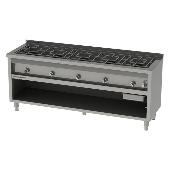 Heidebrenner - Heidebrenner Gas Range NEVADA - 43,5 kW, 600 mm - 5 Kochzonen, Edelstahl, Einseitige Bedienung - GastroDeals