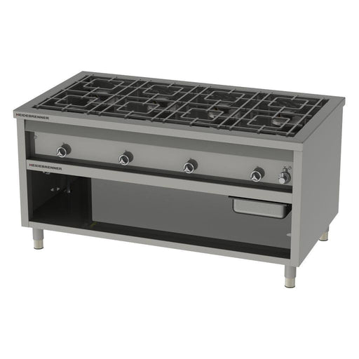 Heidebrenner - Heidebrenner Gas - Range TEXAS - 900 - 8 - flammig, Zweiseitige Bedienung, Edelstahl Doppelschieberost, 1650x900x850 mm - GastroDeals