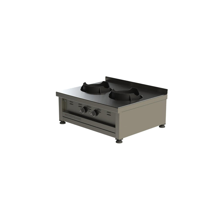 Heidebrenner - Heidebrenner Gas Wok - Herd "NI" - Tischgerät, 2 Kochstellen, 16 kW, Edelstahl - Wokring - GastroDeals