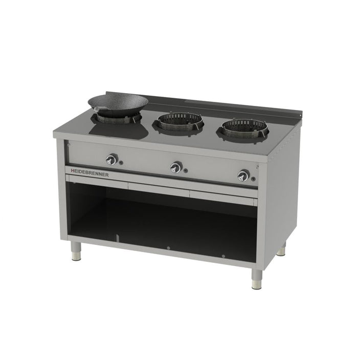 Heidebrenner - Heidebrenner Gas Wok - Herd "SAN" - 3 Kochstellen, Standgerät, 1300x750x850 mm, 36 kW - GastroDeals
