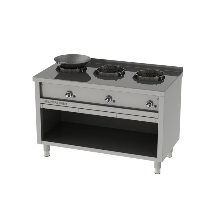 Heidebrenner - Heidebrenner Gas Wok - Herd SAN - 650 - Standgerät, 3 Kochstellen, 1300x650x850 mm, 36 kW - GastroDeals