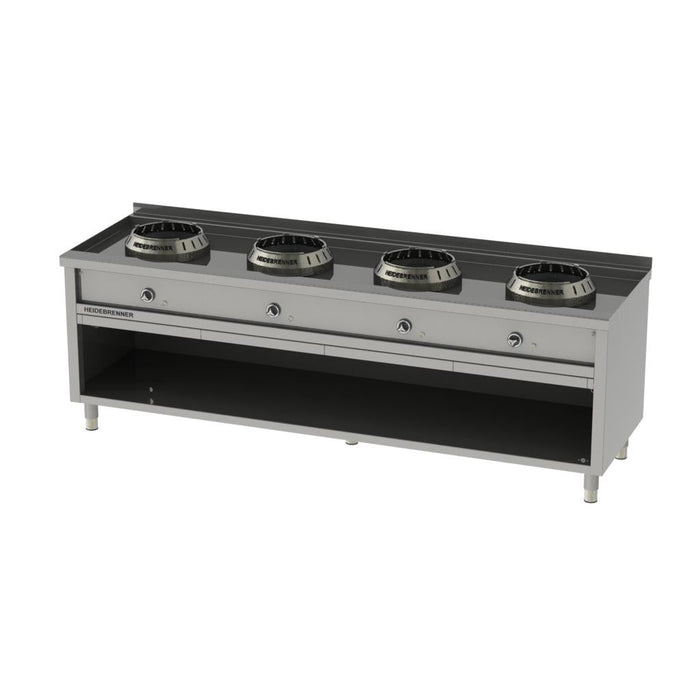 Heidebrenner - Heidebrenner Gas - Wok - Range HEBEI - 900 - Standgerät, 54 kW, 3 Kochzonen, Wasserkühlung - GastroDeals
