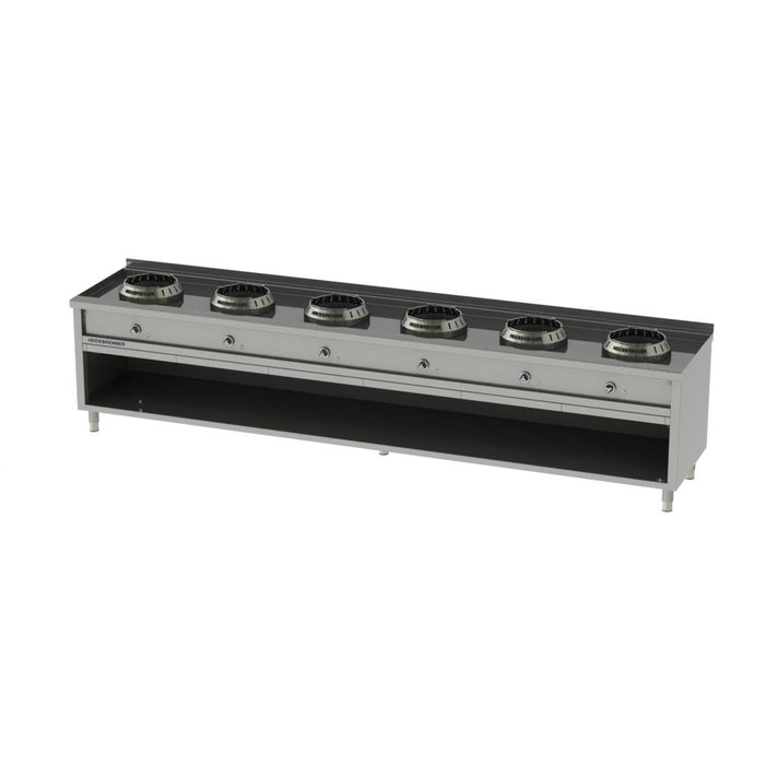 Heidebrenner - Heidebrenner Gas - Wok - Range HENAN - 750 - Standgerät, 48 kW, 6 Kochstellen, Edelstahl - Wokring - GastroDeals
