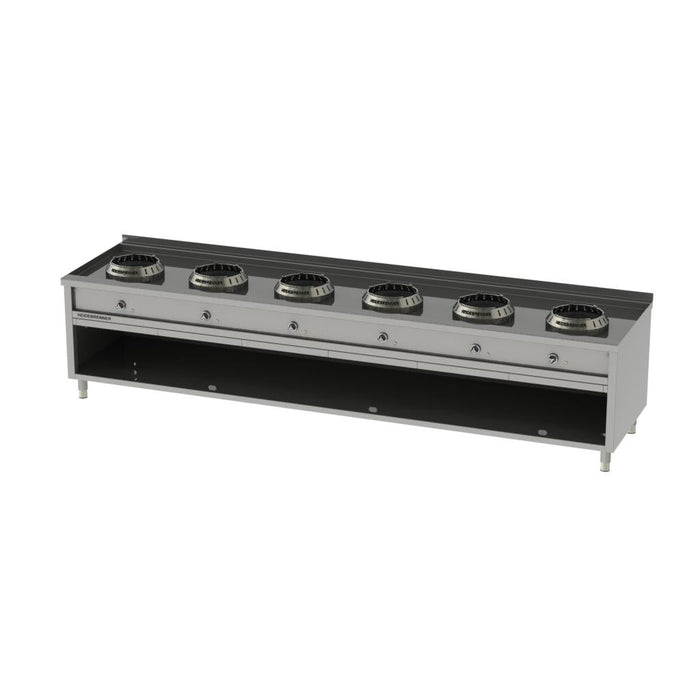 Heidebrenner - Heidebrenner Gas - Wok - Range HENAN - 900 - 72 kW, Standgerät, 6 Kochstellen, Wasserkühlung - GastroDeals