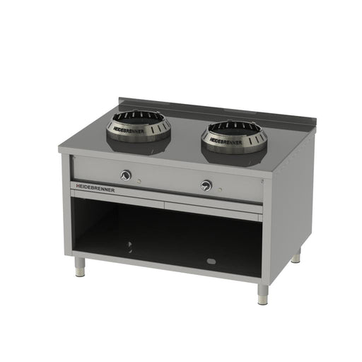 Heidebrenner - Heidebrenner Gas - Wok - Range HUNAN - 900 - Standgerät, 24 kW, 2 Kochstellen, Edelstahl - Wokring - GastroDeals