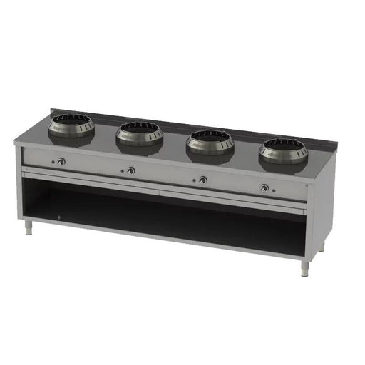 Heidebrenner - Heidebrenner Gas Wok - Range JIANGSU - 750 - Standgerät, 48 kW, 4 Kochstellen, Edelstahl - Wokring - GastroDeals