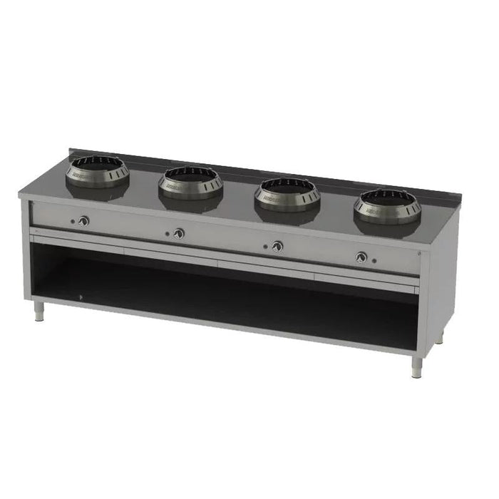 Heidebrenner - Heidebrenner Gas Wok - Range JIANGSU - 750 - Standgerät, 48 kW, 4 Kochstellen, Edelstahl - Wokring - GastroDeals