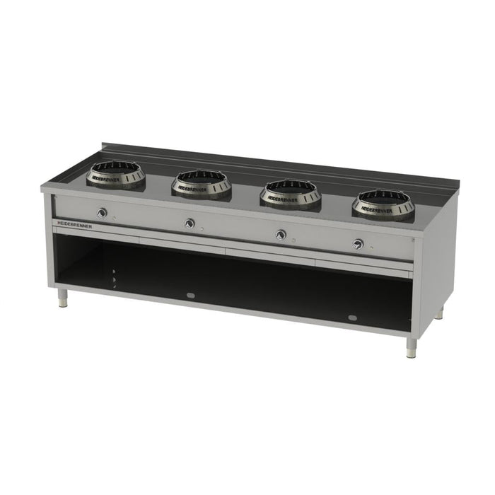 Heidebrenner - Heidebrenner Gas - Wok - Range JIANGSU - 900 - 72 kW, 4 Kochzonen, Edelstahl, Wasserkühlung - GastroDeals