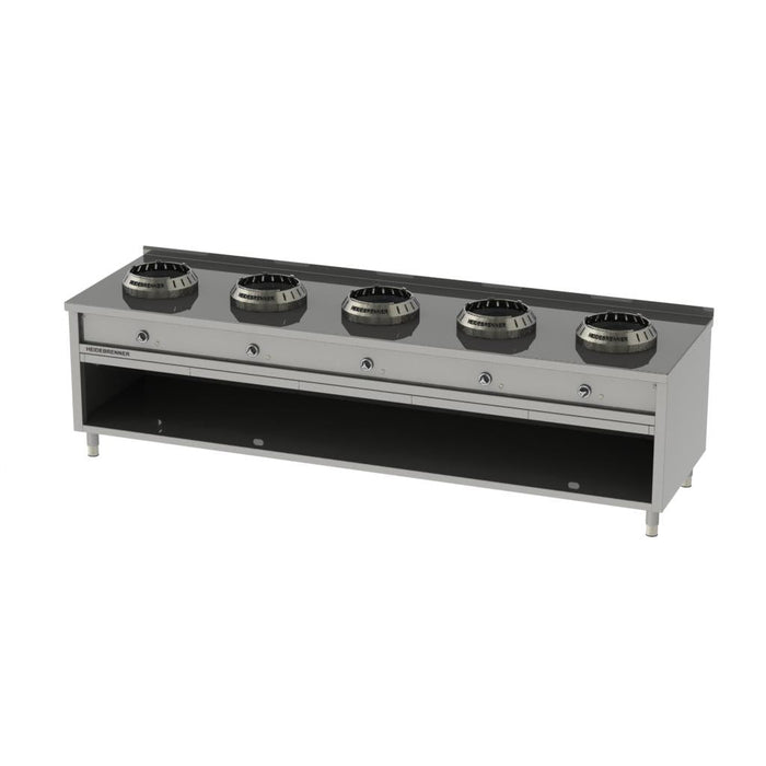 Heidebrenner - Heidebrenner Gas - Wok - Range SICHUAN - 900 - Standgerät, 60 kW, 5 Kochzonen, Edelstahl - GastroDeals