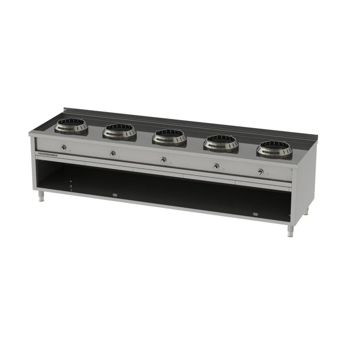 Heidebrenner - Heidebrenner Gas - Wok - Range SICHUAN - 900 - Standgerät, 60 kW, 5 Kochzonen, Wasserkühlung - GastroDeals