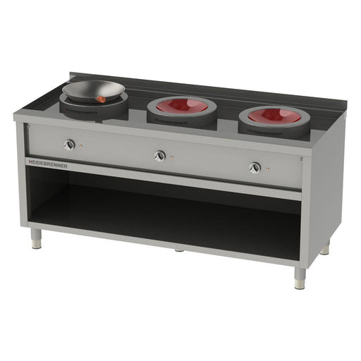 Heidebrenner - Heidebrenner Induktion Wok - Range HEBEI - 3 Kochzonen, 1750x750x850 mm, 10,5 kW - GastroDeals