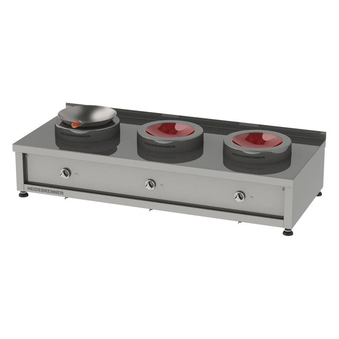 Heidebrenner - Heidebrenner Induktion Wok - Range "HEBEI" - 3 Zonen, 750 mm, 10,5 kW, Edelstahl - GastroDeals