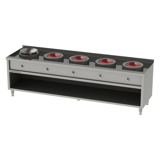 Heidebrenner - Heidebrenner Induktion Wok - Range Sichuan - 40 kW, 5 Zonen, 2850x750x850 mm, Edelstahl - GastroDeals