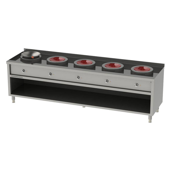 Heidebrenner - Heidebrenner Induktion Wok - Range "SICHUAN" - 5 Zonen, 25 kW, 2850x750x850 mm - GastroDeals