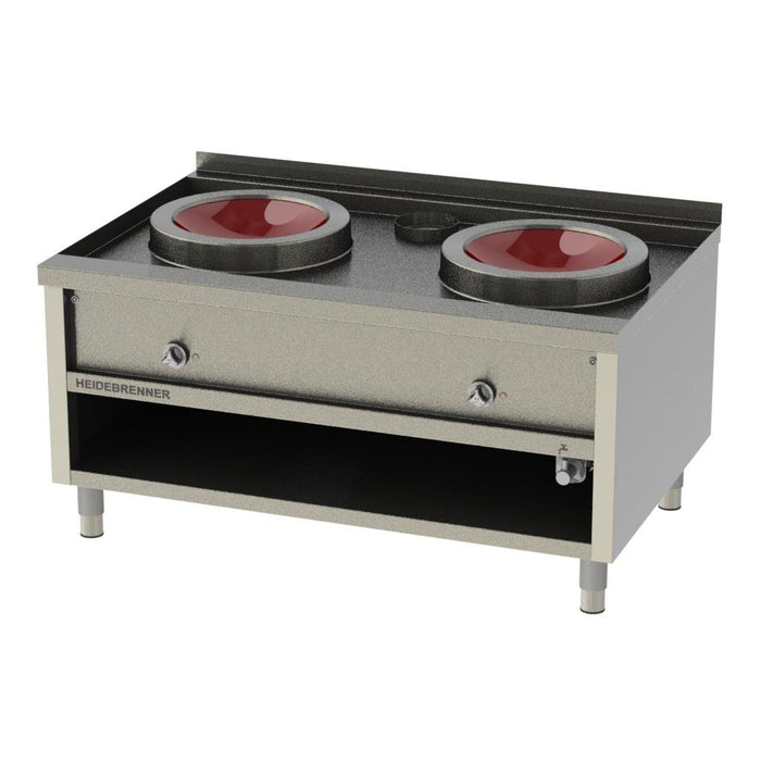 Heidebrenner - Heidebrenner Induktion Wok - Station - 2x400, Versenkte Oberplatte, Edelstahl, Ø 400 mm CERAN® - GastroDeals