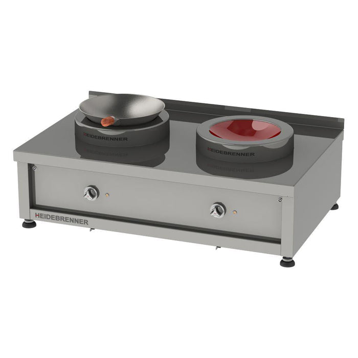 Heidebrenner - Heidebrenner Induktions - Wok - Range HUNAN - 750 mm, 7 kW, Edelstahlring, Glatte Platte - GastroDeals