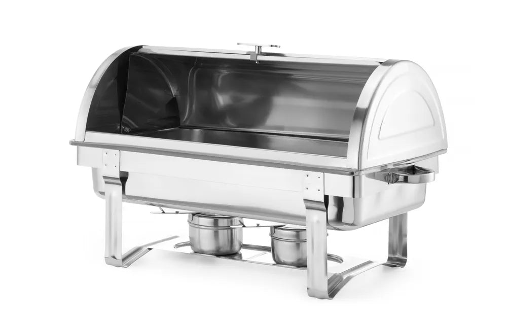 HENDI - Chafing Dish Rolltop Gastronorm 1/1 - 9L, 590x340x400 mm, Edelstahl, mit Brennpastenbehältern - HENDI - GastroDeals