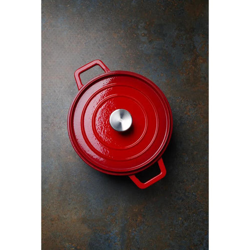 HENDI - Emaillierter Gusseisentopf - 3,7L, Rot, 317x240x105 mm - HENDI - GastroDeals