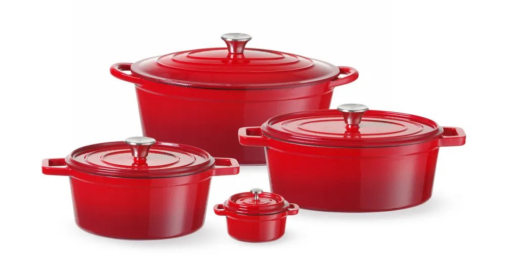 HENDI - Emaillierter Gusseisentopf - 6,88L, Rot, 405x255x134 mm - HENDI - GastroDeals