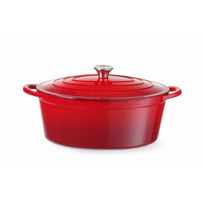 HENDI - Emaillierter Gusseisentopf - 6,88L, Rot, 405x255x134 mm - HENDI - GastroDeals