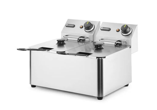 HENDI - Friteuse Kitchen Line - 2x4L, 8L, 230V/6000W, Edelstahl - HENDI - GastroDeals