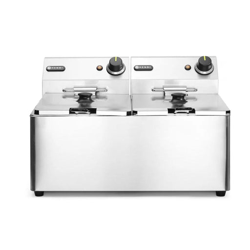 HENDI - Fritteuse Kitchen Line - 2x8L, 16L, 230V/7000W, Edelstahl, 542x430x351 mm - HENDI - GastroDeals