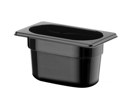 HENDI - Gastronorm - Behälter 1/9 - Polycarbonat, 1L, Schwarz, 176x108x100 mm - HENDI - GastroDeals