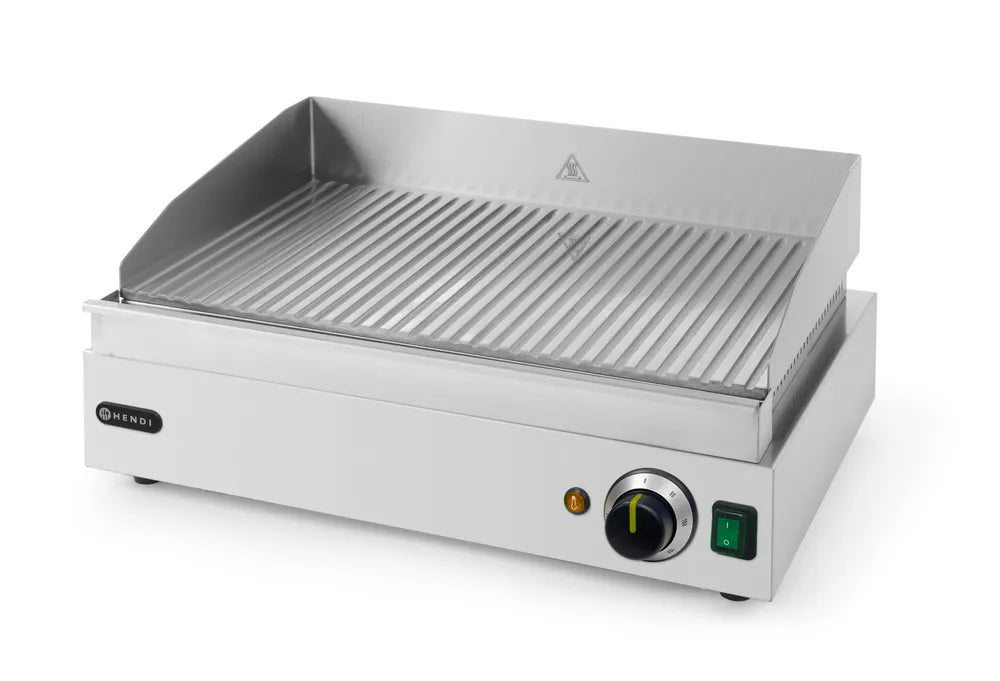 HENDI - Grillplatte Profi Line - Gerillt, 230V/2400W, 550x435x245 mm, Edelstahl - HENDI - GastroDeals