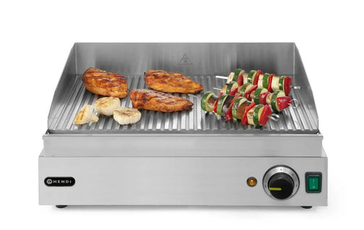 HENDI - Grillplatte Profi Line - Gerillt, 230V/2400W, 550x435x245 mm, Edelstahl - HENDI - GastroDeals