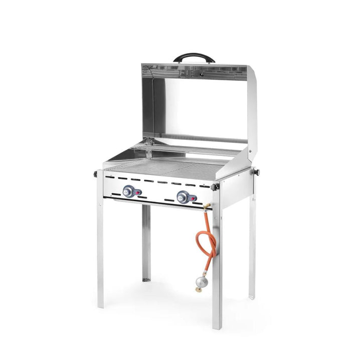 HENDI - Grillsystem Green Fire 2 Brenner - Emaillierte Grillplatte, Gusseisenrost, GN 1/1, 11,6 kW - HENDI - GastroDeals