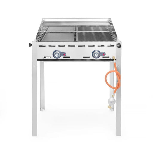 HENDI - Grillsystem Green Fire 2 Brenner - Emaillierte Grillplatte, Gusseisenrost, GN 1/1, 11,6 kW - HENDI - GastroDeals