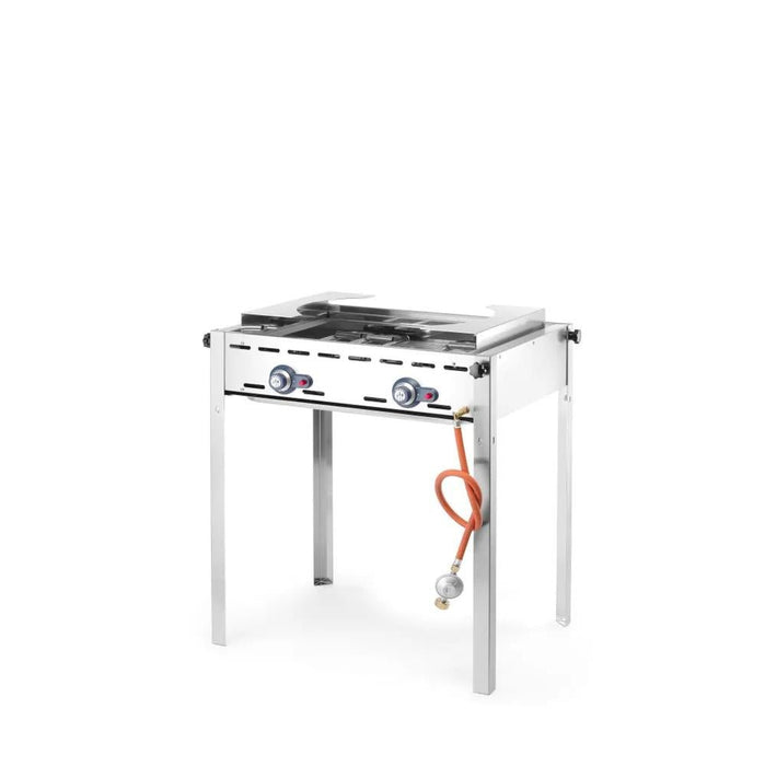 HENDI - Grillsystem Green Fire 2 Brenner - Emaillierte Grillplatte, Gusseisenrost, GN 1/1, 11,6 kW - HENDI - GastroDeals