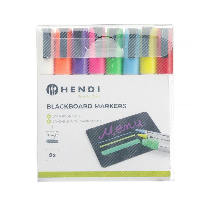 HENDI - HENDI Kreidemarker 3 mm, Marker 1x weiß, 1x rot, 1x blau, 1x grün, 1x gelb, 1x violett, 1x orange und 1x pink - GastroDeals