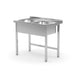 HENDI - HENDI Tisch mit 2 Spülbecken - geschweißt, Tiefe: 600 mm., Kitchen Line, 1000x600x(H)850mm - GastroDeals