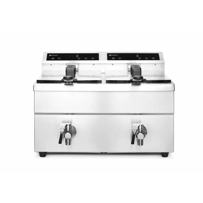 HENDI - Induktionsfritteuse - mit Ablasshahn, 2x8 l, Profi Line, 16L, 230V/7000W - HENDI - GastroDeals