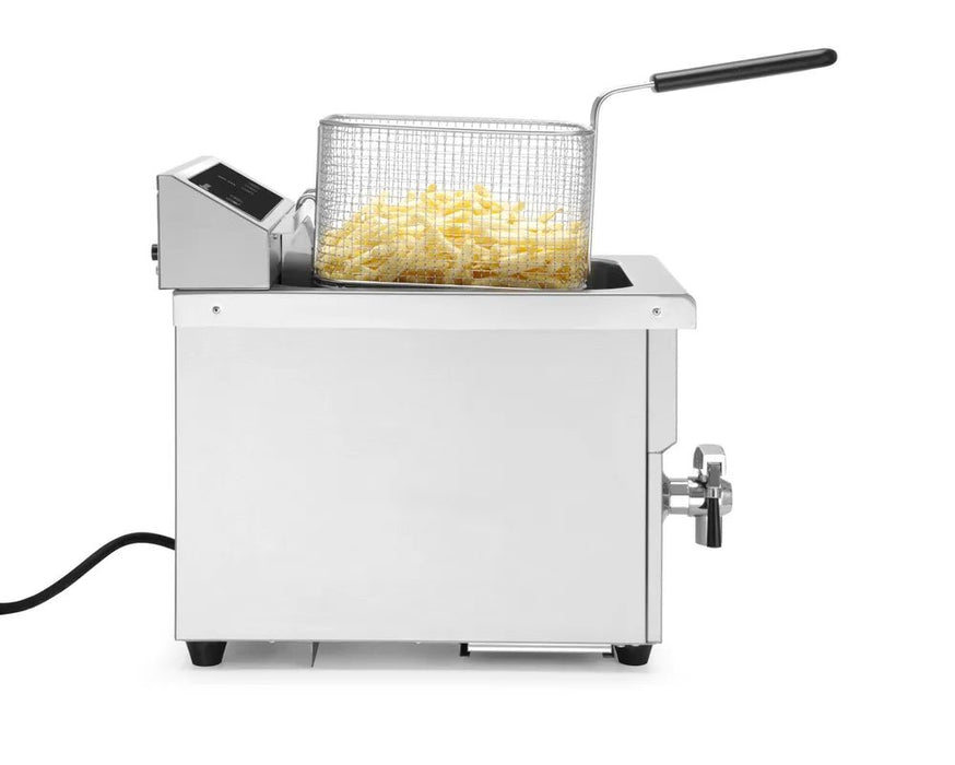 HENDI - Induktionsfritteuse mit Ablasshahn - 8L, Grau, 230V/3500W, 288x619x408 mm - HENDI - GastroDeals