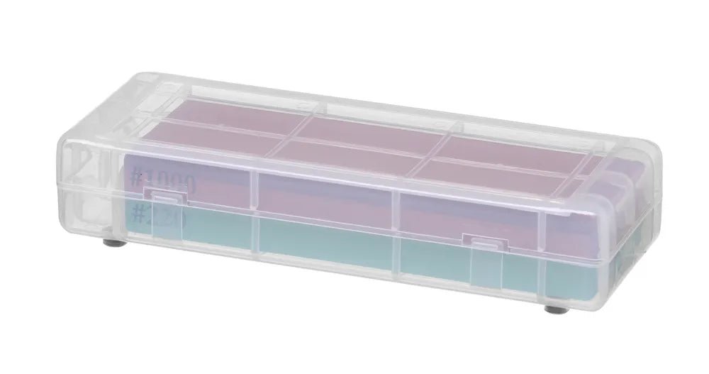 HENDI - Japanischer Schleifstein by Naniwa - 220/1000 Körnung, 185x65x30 mm, mit Behälter - HENDI - GastroDeals