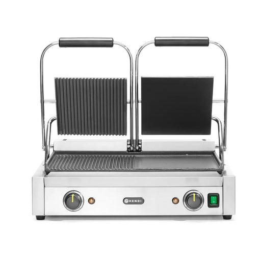 HENDI - Kontaktgrill Doppelversion - Halb Glatt, Halb Gerillt, 230V/3600W, 575x430x510 mm - HENDI - GastroDeals