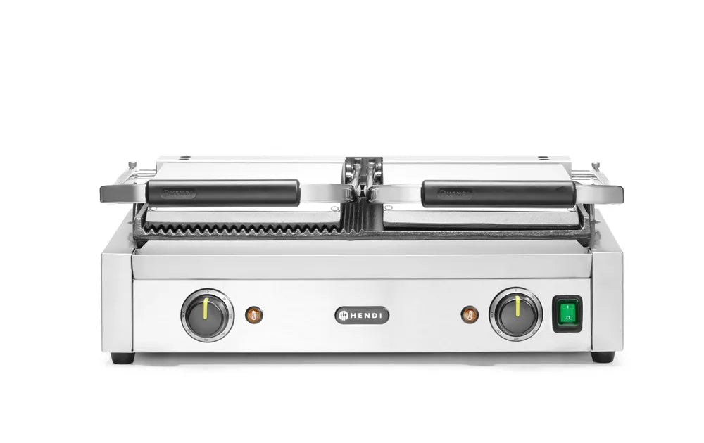 HENDI - Kontaktgrill Doppelversion - Halb Glatt, Halb Gerillt, 230V/3600W, 575x430x510 mm - HENDI - GastroDeals