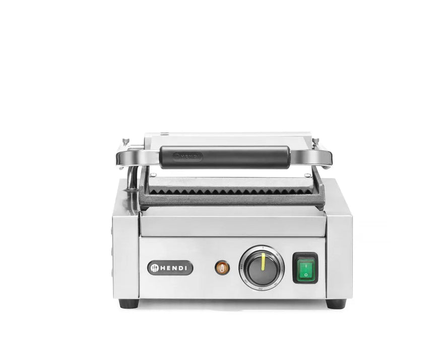 HENDI - Kontaktgrill - Einzelversion, Oben Gerillt, Unten Glatt, 230V/1800W, 310x400x510 mm - HENDI - GastroDeals