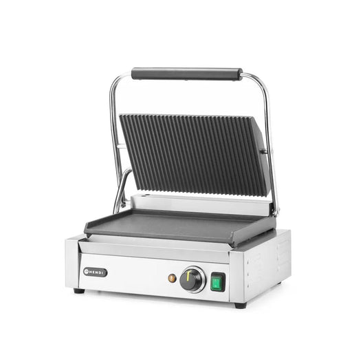 HENDI - Kontaktgrill - Panini, oben gerillt, unten glatt, 430x370x514 mm, 230V/2200W - HENDI - GastroDeals