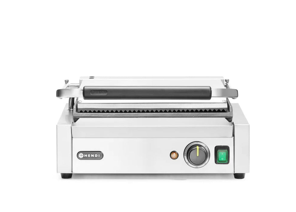 HENDI - Kontaktgrill - Panini, oben gerillt, unten glatt, 430x370x514 mm, 230V/2200W - HENDI - GastroDeals