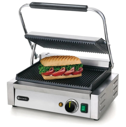 HENDI - Kontaktgrill - Panini, oben und unten gerillt, 230V/2200W, 432x396x214 mm - HENDI - GastroDeals