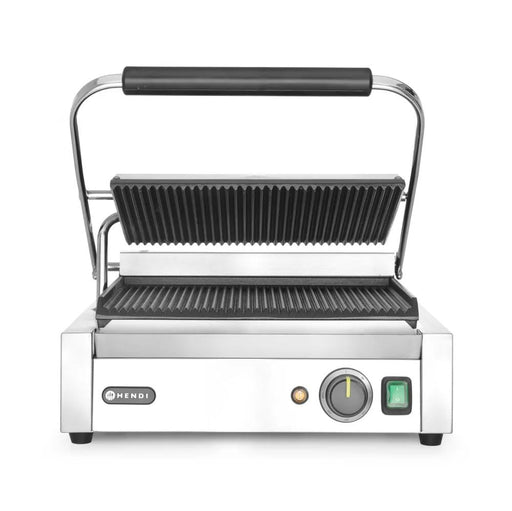 HENDI - Kontaktgrill - Panini, oben und unten gerillt, 230V/2200W, 432x396x214 mm - HENDI - GastroDeals