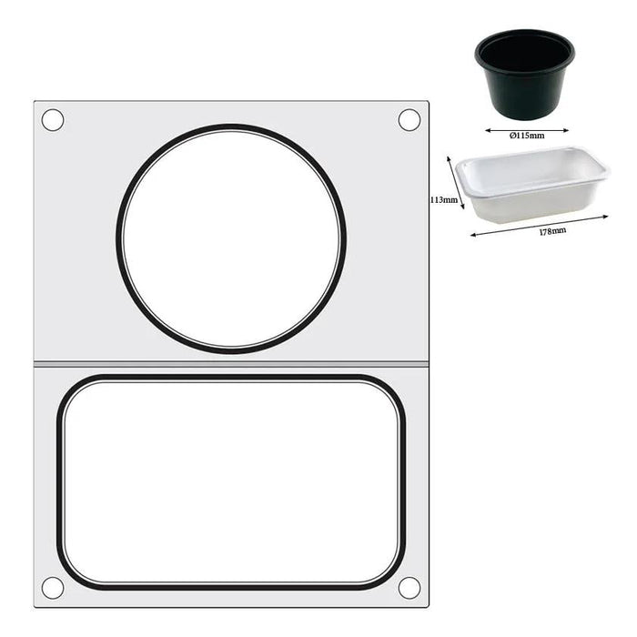 HENDI - Matrize für Versiegelungsmaschine - Zwei Behälter, 178x113 mm und ø115 mm - HENDI - GastroDeals