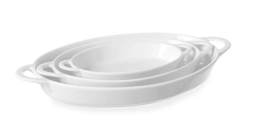 HENDI - Ofenform mit Ohrengriffen, oval - Porzellan, 0,19L, 200x107x30 mm - HENDI - GastroDeals