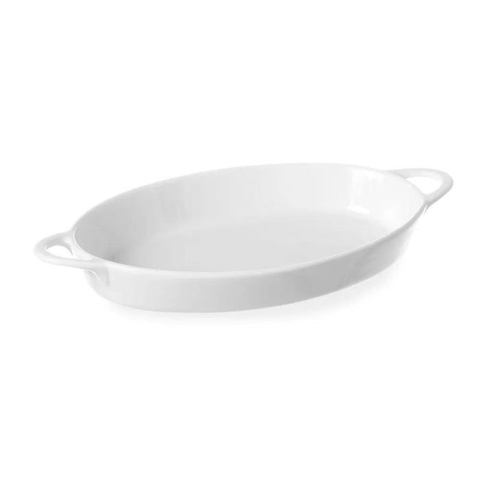 HENDI - Ofenform mit Ohrengriffen, oval - Porzellan, 0,35L, 262x140x33 mm, Weiß - HENDI - GastroDeals