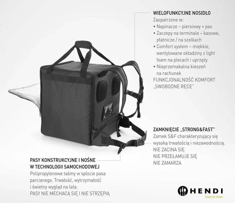 HENDI - Thermo - Transportrucksack - 75,2L, Schwarz, Wasserdicht, 410x410x480 mm - HENDI - GastroDeals